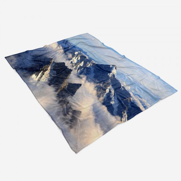 Paul Sinus Art Handtuch Strandhandtuch Saunatuch Kuscheldecke mit Fotomotiv Berge Nebel Berggipfel Speichern exportieren