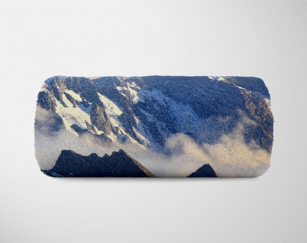 Paul Sinus Art Handtuch Strandhandtuch Saunatuch Kuscheldecke mit Fotomotiv Berge Nebel Berggipfel Speichern exportieren