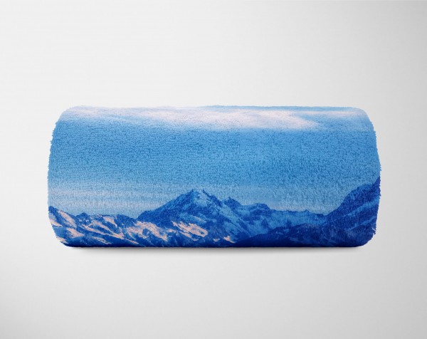 Paul Sinus Art Handtuch Strandhandtuch Saunatuch Kuscheldecke mit Fotomotiv Bergsee Natur Berge Im Verkauf