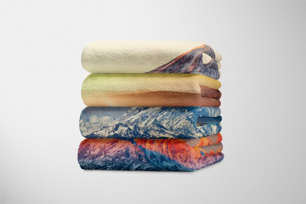 Paul Sinus Art Handtuch Strandhandtuch Saunatuch Kuscheldecke mit Fotomotiv Berge See Natur zollfrei