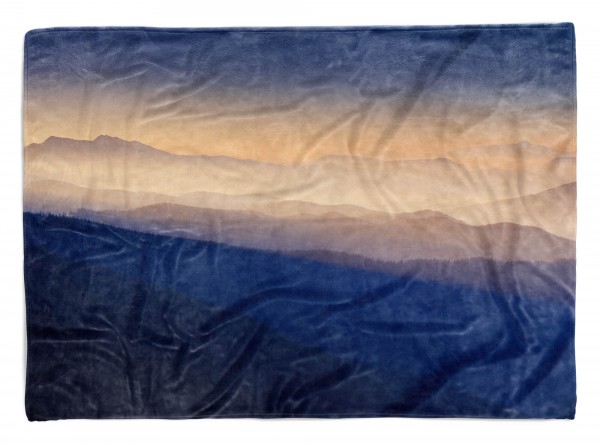 Paul Sinus Art Handtuch Strandhandtuch Saunatuch Kuscheldecke mit Fotomotiv Bergkette Friedlich Natur