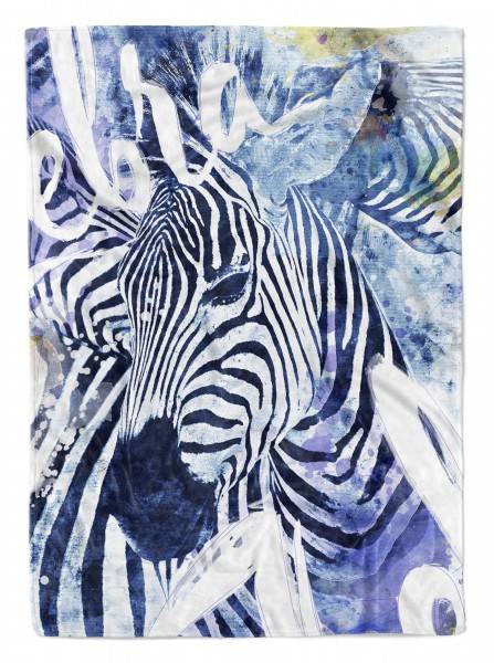 Paul Sinus Art Handtuch Strandhandtuch Saunatuch Kuscheldecke SplashArt Tier Serie Kunstvoll Zebra Motiv