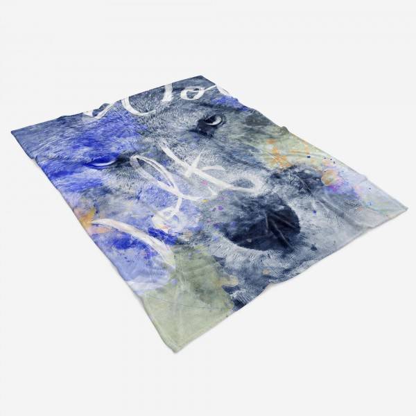 Paul Sinus Art Handtuch Strandhandtuch Saunatuch Kuscheldecke SplashArt Tier Serie Kunstvoll Wolf Motiv Große Rabatte