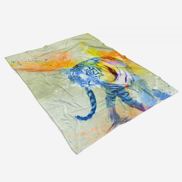 Paul Sinus Art Handtuch Strandhandtuch Saunatuch Kuscheldecke SplashArt Tier Serie Kunstvoll Tiger Motiv Neuheiten