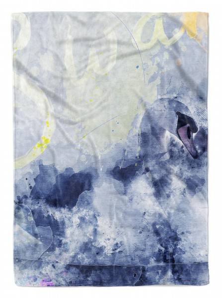 Paul Sinus Art Handtuch Strandhandtuch Saunatuch Kuscheldecke SplashArt Tier Serie Kunstvoll Swan Aqua M