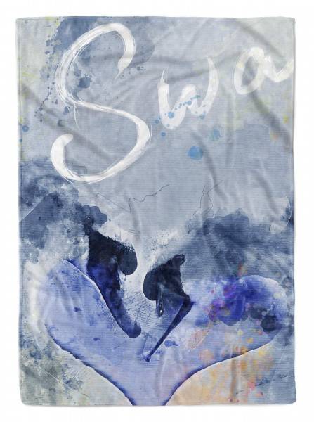 Paul Sinus Art Handtuch Strandhandtuch Saunatuch Kuscheldecke SplashArt Tier Serie Kunstvoll Swan II Mot