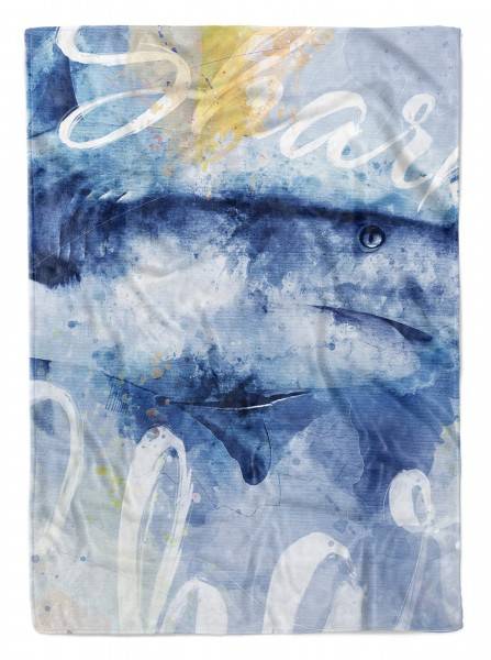 Paul Sinus Art Handtuch Strandhandtuch Saunatuch Kuscheldecke SplashArt Tier Serie Kunstvoll Shark Motiv