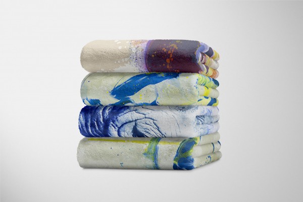 Paul Sinus Art Handtuch Strandhandtuch Saunatuch Kuscheldecke SplashArt Tier Serie Kunstvoll Rhino Motiv Sonderangebote