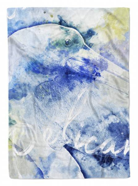 Paul Sinus Art Handtuch Strandhandtuch Saunatuch Kuscheldecke SplashArt Tier Serie Kunstvoll Pelican Mot