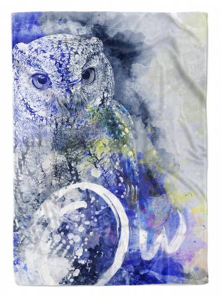 Paul Sinus Art Handtuch Strandhandtuch Saunatuch Kuscheldecke SplashArt Tier Serie Kunstvoll Owl Motiv