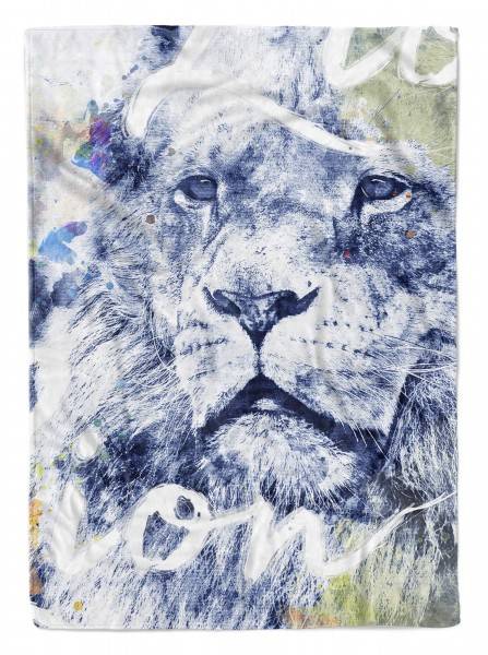 Paul Sinus Art Handtuch Strandhandtuch Saunatuch Kuscheldecke SplashArt Tier Serie Kunstvoll Lion II Mot