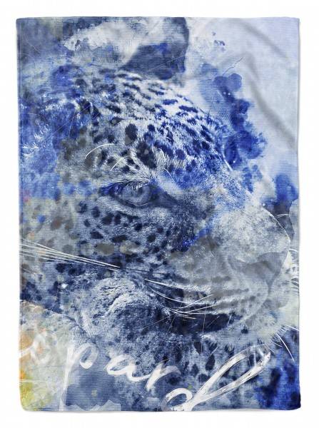 Paul Sinus Art Handtuch Strandhandtuch Saunatuch Kuscheldecke SplashArt Tier Serie Kunstvoll Leopard Mot