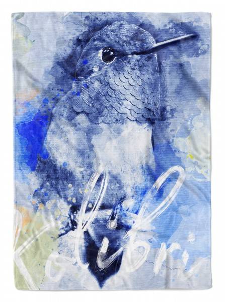 Paul Sinus Art Handtuch Strandhandtuch Saunatuch Kuscheldecke SplashArt Tier Serie Kunstvoll Kolibri Mot