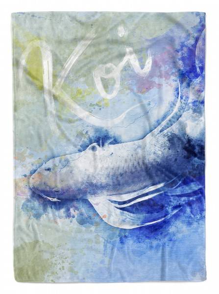 Paul Sinus Art Handtuch Strandhandtuch Saunatuch Kuscheldecke SplashArt Tier Serie Kunstvoll Koi Motiv