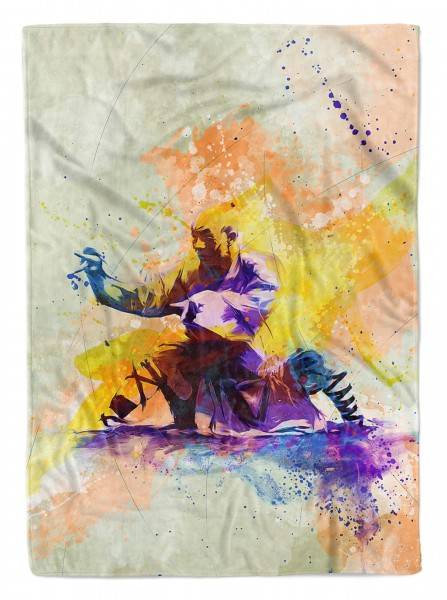 Paul Sinus Art SplashArt Sport Handtuch Strandhandtuch Saunatuch Kuscheldecke Kunstvoll Kung Fu Sporthan