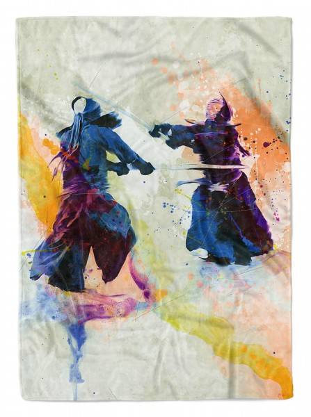Paul Sinus Art SplashArt Sport Handtuch Strandhandtuch Saunatuch Kuscheldecke Kunstvoll Kendo Sporthandt