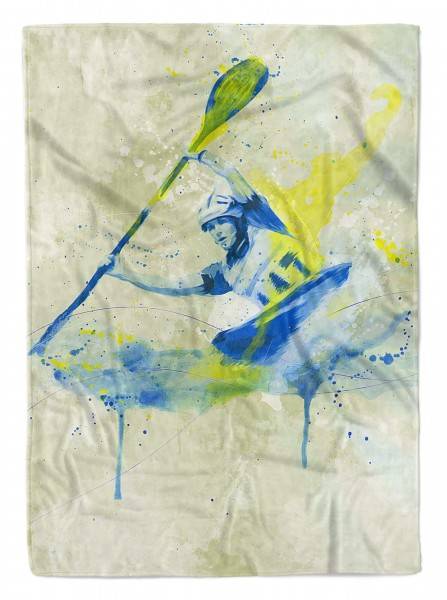 Paul Sinus Art SplashArt Sport Handtuch Strandhandtuch Saunatuch Kuscheldecke Kunstvoll Kayak I Sporthan