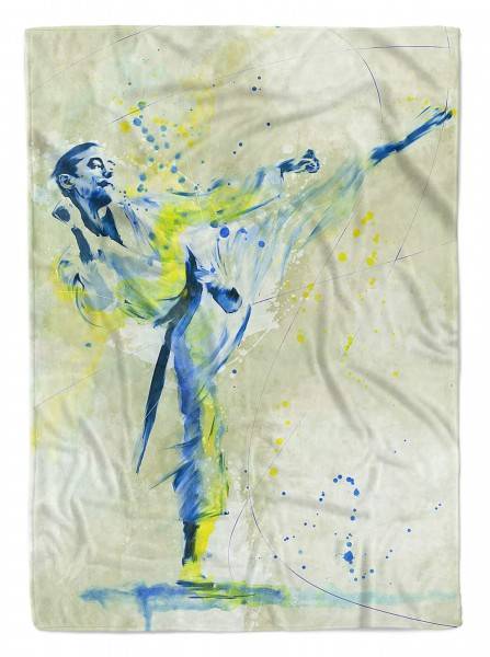 Paul Sinus Art SplashArt Sport Handtuch Strandhandtuch Saunatuch Kuscheldecke Kunstvoll Karate IV Sporth