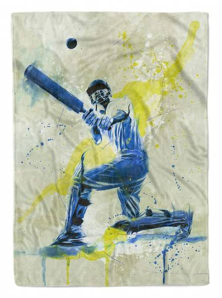 Paul Sinus Art SplashArt Sport Handtuch Strandhandtuch Saunatuch Kuscheldecke Kunstvoll Cricket Sporthan
