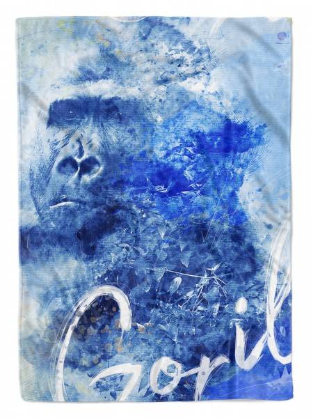 Paul Sinus Art Handtuch Strandhandtuch Saunatuch Kuscheldecke SplashArt Tier Serie Kunstvoll Gorilla Mot