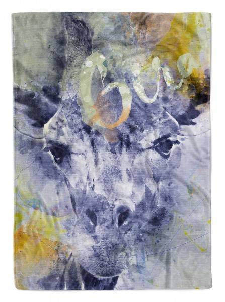 Paul Sinus Art Handtuch Strandhandtuch Saunatuch Kuscheldecke SplashArt Tier Serie Kunstvoll Giraffe Mot