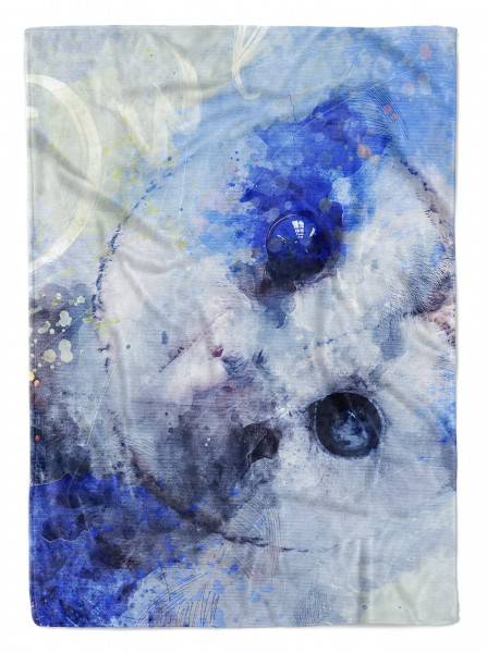 Paul Sinus Art Handtuch Strandhandtuch Saunatuch Kuscheldecke SplashArt Tier Serie Kunstvoll Eule Motiv