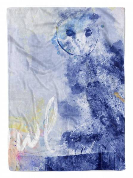 Paul Sinus Art Handtuch Strandhandtuch Saunatuch Kuscheldecke SplashArt Tier Serie Kunstvoll Eule II Mot
