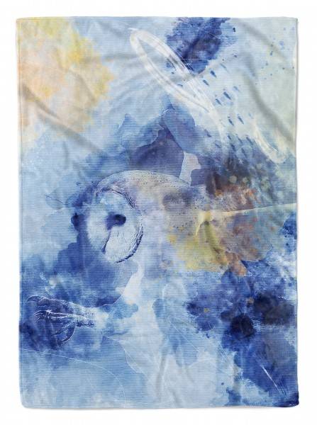 Paul Sinus Art Handtuch Strandhandtuch Saunatuch Kuscheldecke SplashArt Tier Serie Kunstvoll Eule I Moti
