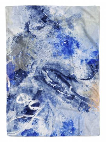 Paul Sinus Art Handtuch Strandhandtuch Saunatuch Kuscheldecke SplashArt Tier Serie Kunstvoll Dog Motiv