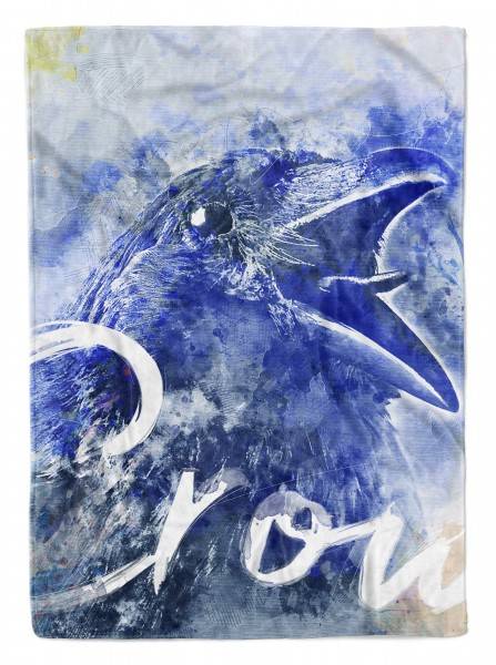 Paul Sinus Art Handtuch Strandhandtuch Saunatuch Kuscheldecke SplashArt Tier Serie Kunstvoll Crow Motiv