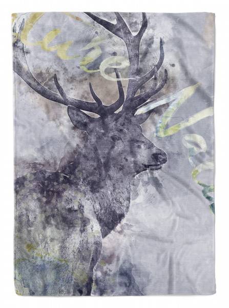 Paul Sinus Art Handtuch Strandhandtuch Saunatuch Kuscheldecke SplashArt Tier Serie Kunstvoll Deer Motiv