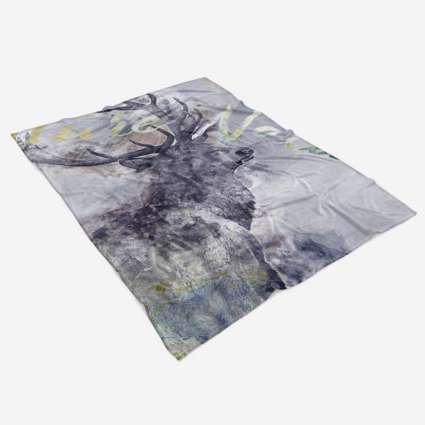 Paul Sinus Art Handtuch Strandhandtuch Saunatuch Kuscheldecke SplashArt Tier Serie Kunstvoll Deer Motiv Exklusivangebot