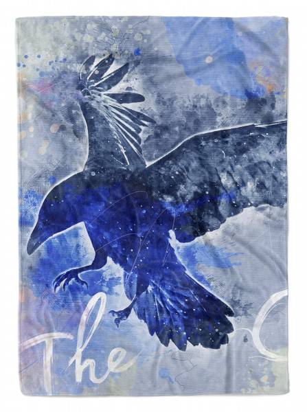 Paul Sinus Art Handtuch Strandhandtuch Saunatuch Kuscheldecke SplashArt Tier Serie Kunstvoll Crow II Mot