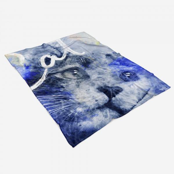 Paul Sinus Art Handtuch Strandhandtuch Saunatuch Kuscheldecke SplashArt Tier Serie Kunstvoll Cat VI Moti Saisonschlussverkauf