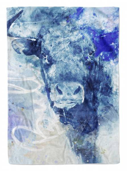 Paul Sinus Art Handtuch Strandhandtuch Saunatuch Kuscheldecke SplashArt Tier Serie Kunstvoll Bull Motiv