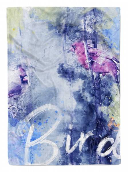 Paul Sinus Art Handtuch Strandhandtuch Saunatuch Kuscheldecke SplashArt Tier Serie Kunstvoll Birds Motiv