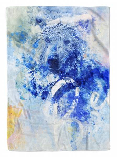 Paul Sinus Art Handtuch Strandhandtuch Saunatuch Kuscheldecke SplashArt Tier Serie Kunstvoll Bear Motiv