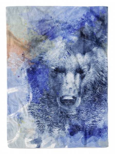 Paul Sinus Art Handtuch Strandhandtuch Saunatuch Kuscheldecke SplashArt Tier Serie Kunstvoll Bear II Mot