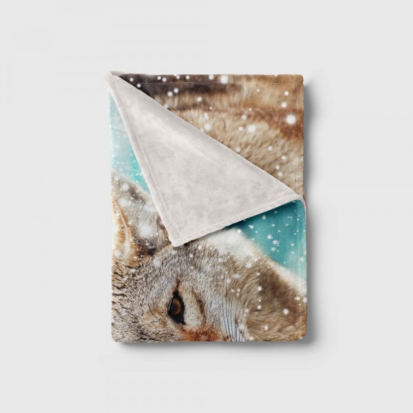 Paul Sinus Art Handtuch Strandhandtuch Saunatuch Kuscheldecke mit Tiermotiv zwei Füchse Schnee Nur noch ein Tag übrig
