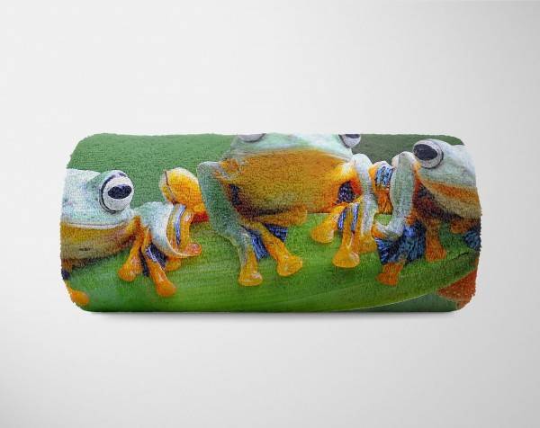 Paul Sinus Art Handtuch Strandhandtuch Saunatuch Kuscheldecke mit Tiermotiv drei kleine Frösch Super Rabatt