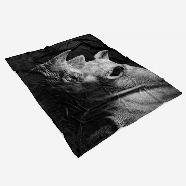 Paul Sinus Art Handtuch Strandhandtuch Saunatuch Kuscheldecke mit Tiermotiv Nashorn Schwarz We Riesige Rabatte
