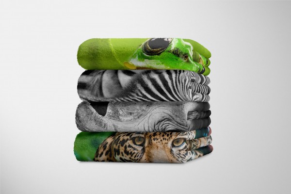 Paul Sinus Art Handtuch Strandhandtuch Saunatuch Kuscheldecke mit Tiermotiv Nashorn Schwarz We Riesige Rabatte