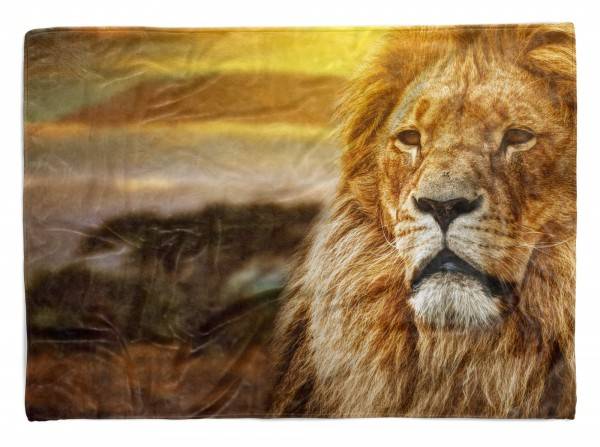 Paul Sinus Art Handtuch Strandhandtuch Saunatuch Kuscheldecke mit Tiermotiv Löwe König der Tie