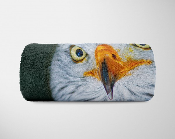 Paul Sinus Art Handtuch Strandhandtuch Saunatuch Kuscheldecke mit Tiermotiv Adler Weißkopfadle Fabrikladen