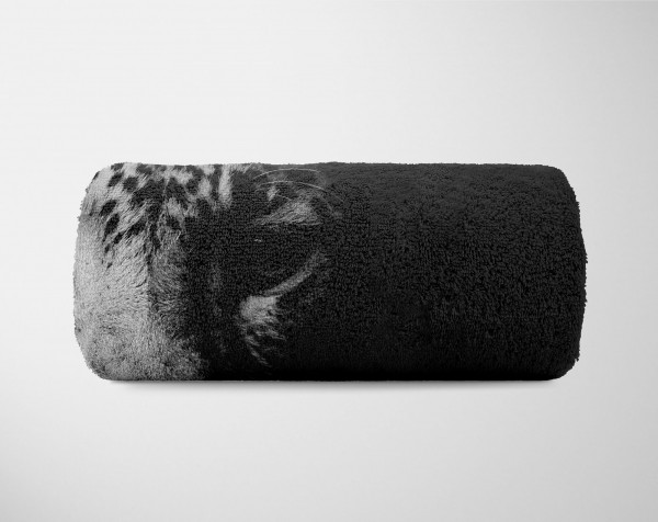 Paul Sinus Art Handtuch Strandhandtuch Saunatuch Kuscheldecke mit Tiermotiv Jaguar Schwarz Wei Begrenzt auf 3 Tage