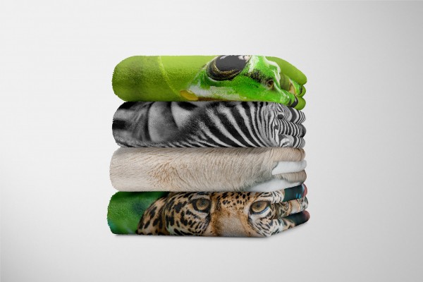 Paul Sinus Art Handtuch Strandhandtuch Saunatuch Kuscheldecke mit Tiermotiv Eisbär hält ein Sc Im Verkauf