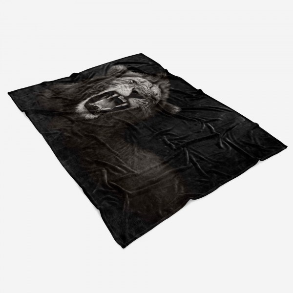 Paul Sinus Art Handtuch Strandhandtuch Saunatuch Kuscheldecke mit Tiermotiv Löwe brüllt zollfrei