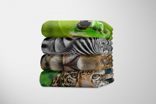 Paul Sinus Art Handtuch Strandhandtuch Saunatuch Kuscheldecke mit Tiermotiv Jaguar Raubkatze Rabatte dieses Monats