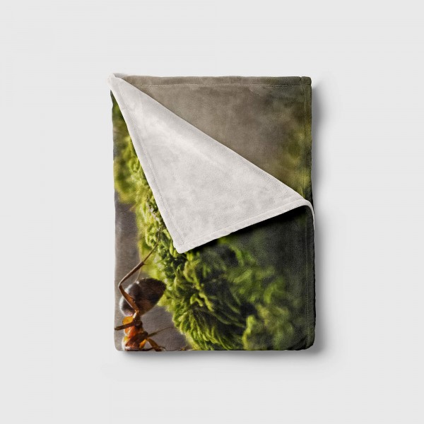 Paul Sinus Art Handtuch Strandhandtuch Saunatuch Kuscheldecke mit Tiermotiv Ameise Wald Makrof 2025