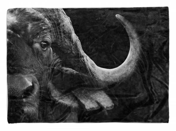 Paul Sinus Art Handtuch Strandhandtuch Saunatuch Kuscheldecke mit Tiermotiv Wasserbüffel Schwa